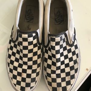 Checkered slip on vans - men’s 7 women’s 8.5